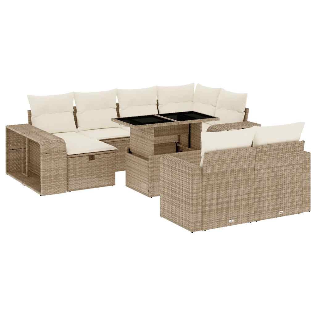 sofasæt til haven 11 dele med hynder polyrattan beige