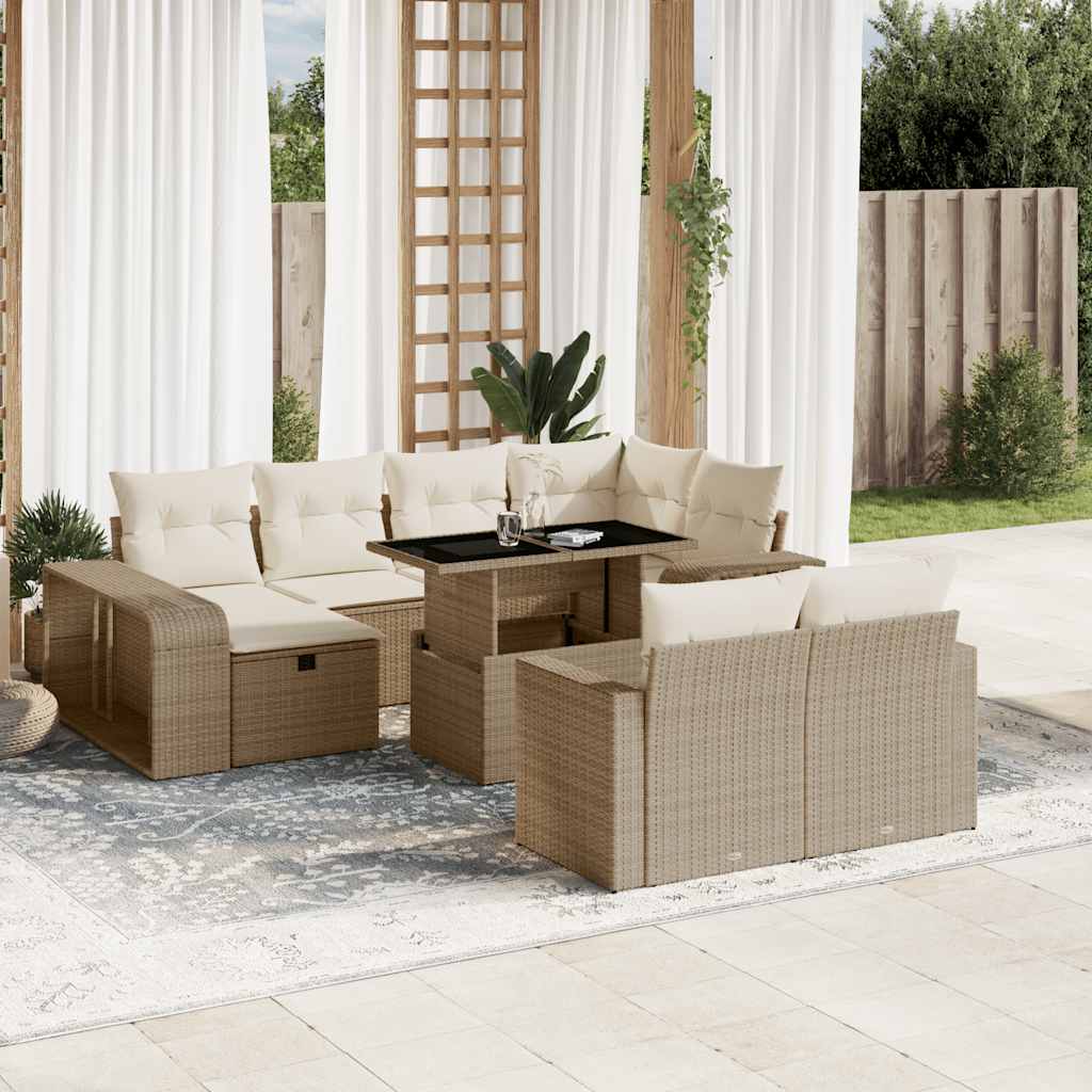 sofasæt til haven 11 dele med hynder polyrattan beige