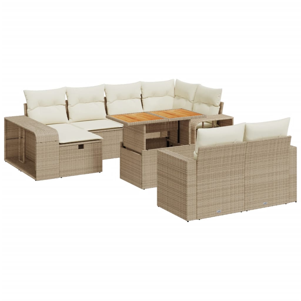 sofasæt til haven 11 dele med hynder polyrattan beige