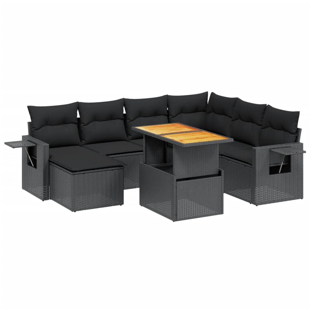 sofasæt til haven 8 dele med hynder polyrattan sort