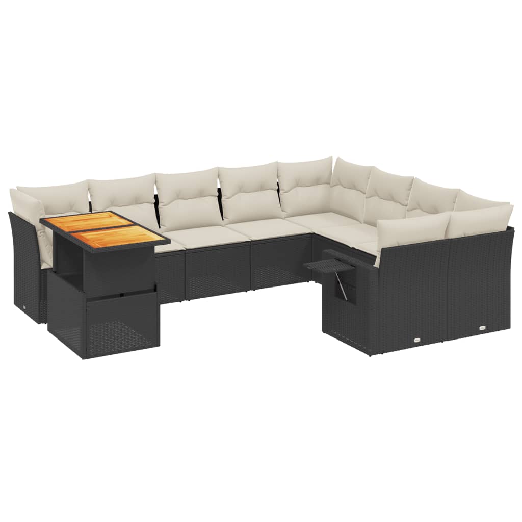 sofasæt til haven 10 dele med hynder polyrattan sort