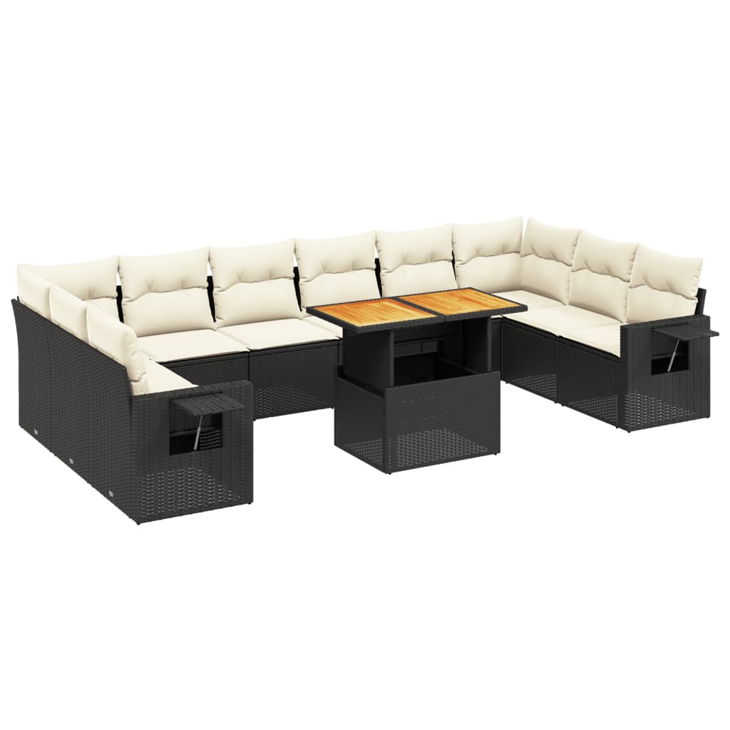 sofasæt til haven 11 dele med hynder polyrattan sort
