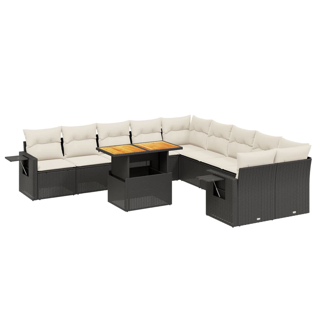sofasæt til haven 11 dele med hynder polyrattan sort