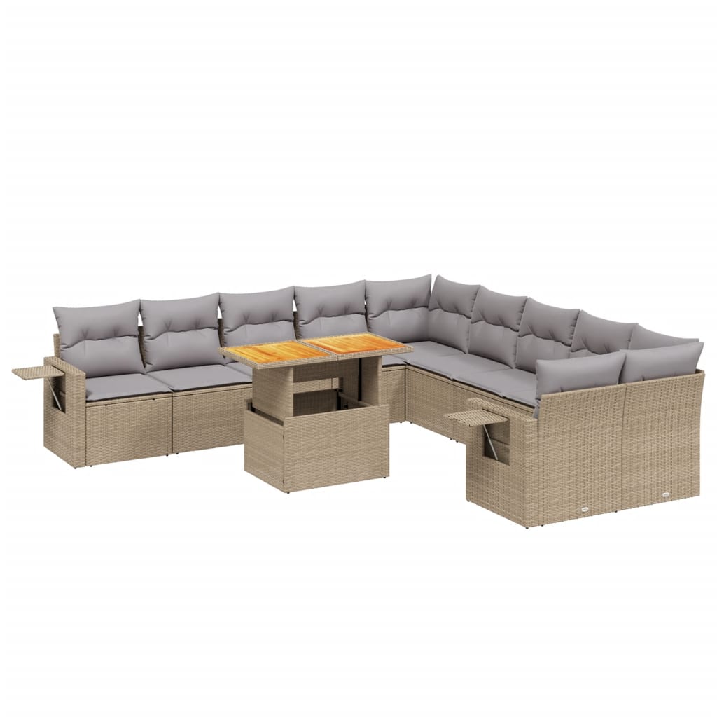 sofasæt til haven 11 dele med hynder polyrattan beige