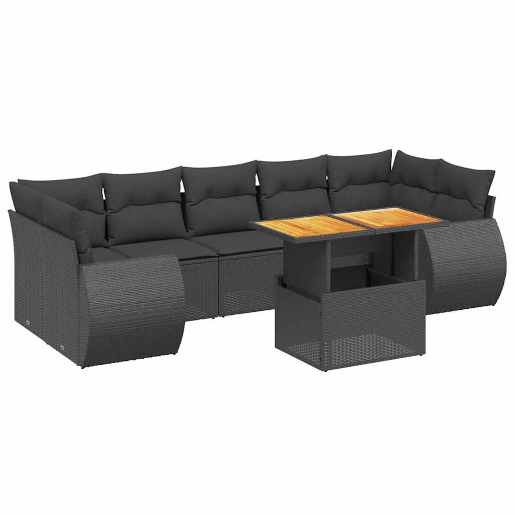 sofasæt til haven 8 dele med hynder polyrattan sort