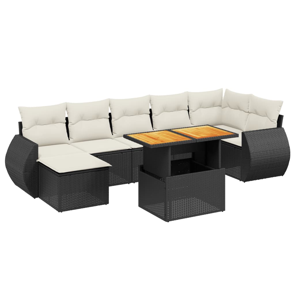 sofasæt til haven 8 dele med hynder polyrattan sort