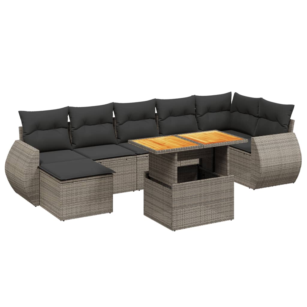 sofasæt til haven 8 dele med hynder polyrattan grå