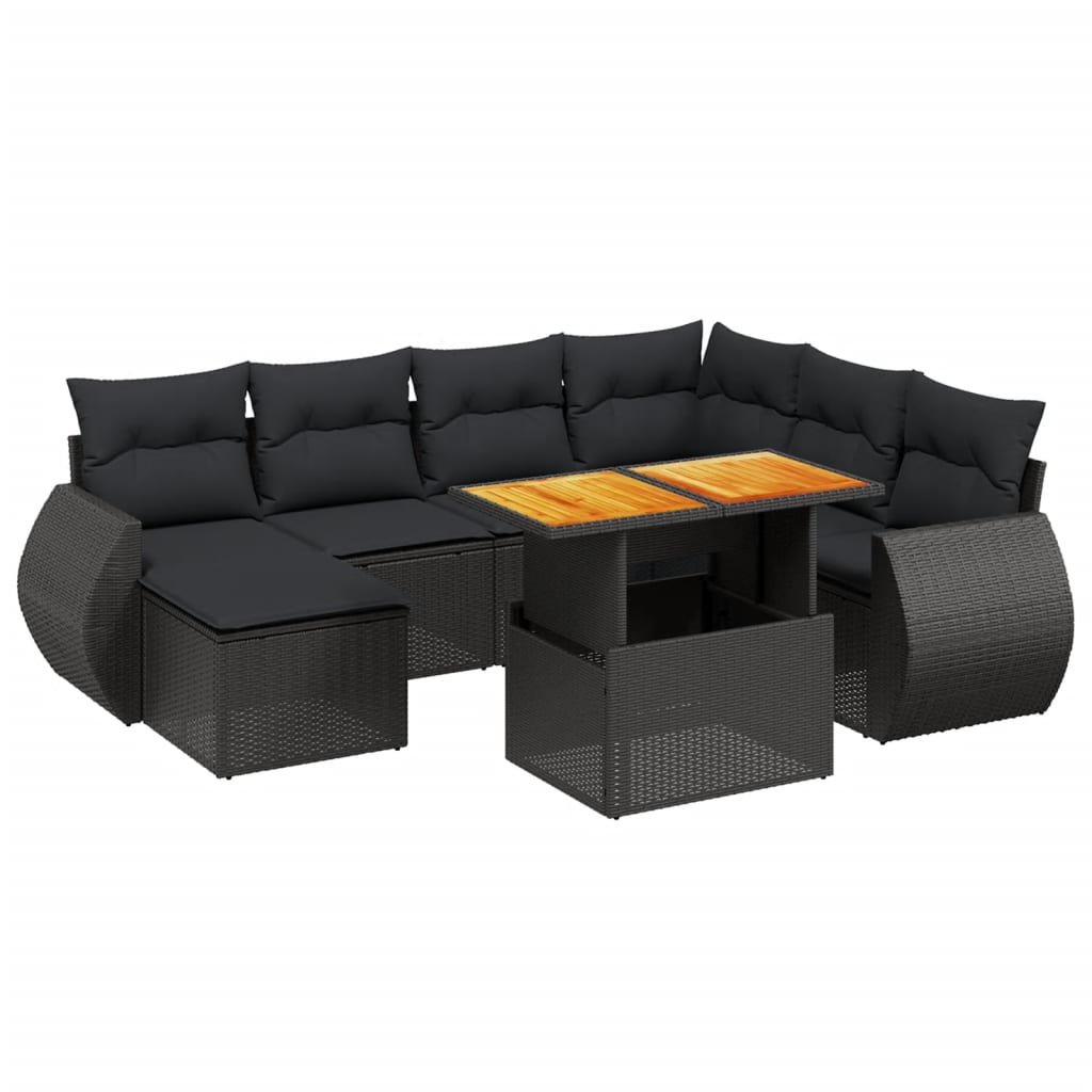 sofasæt til haven 8 dele med hynder polyrattan sort