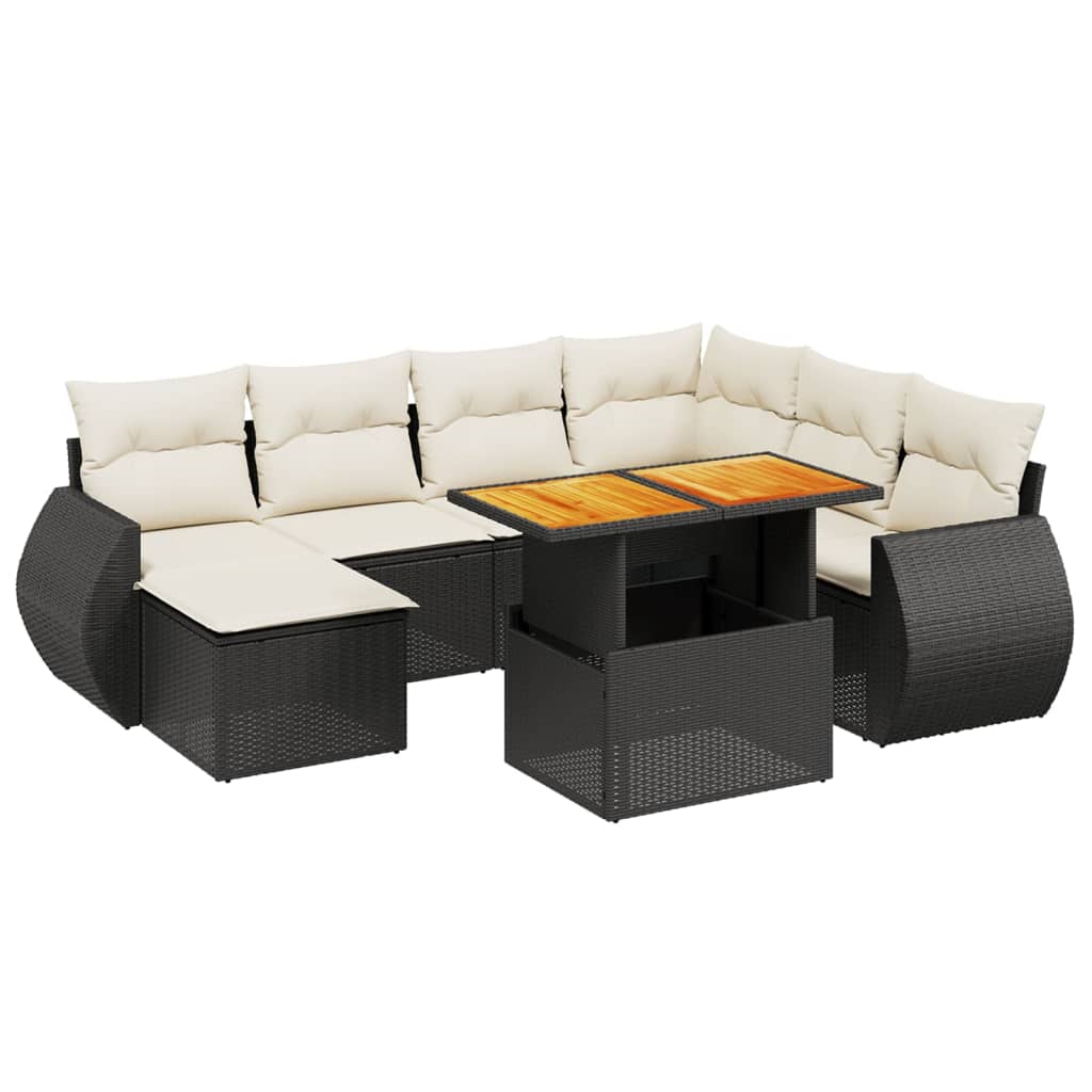 sofasæt til haven 8 dele med hynder polyrattan sort