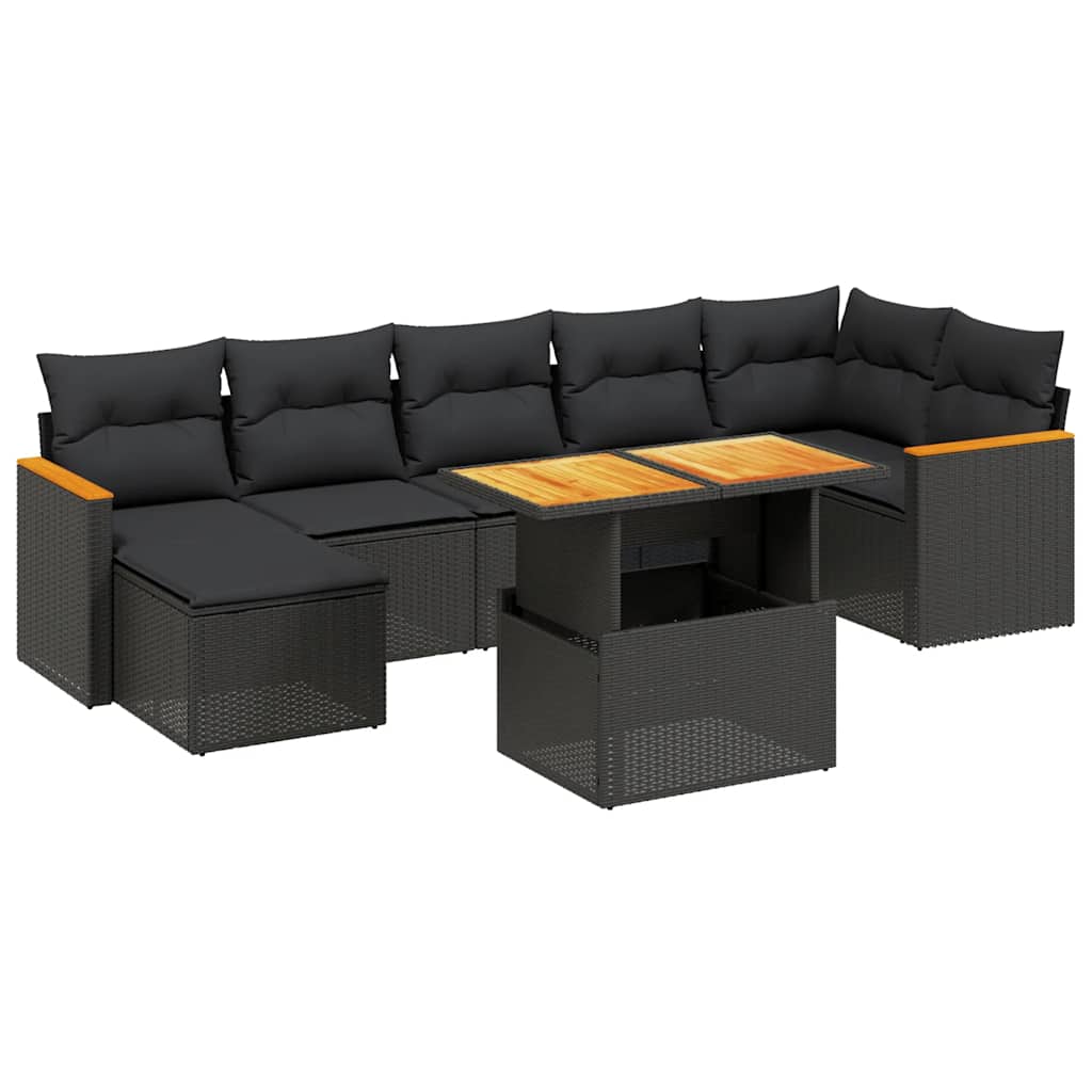 sofasæt til haven 8 dele med hynder polyrattan sort