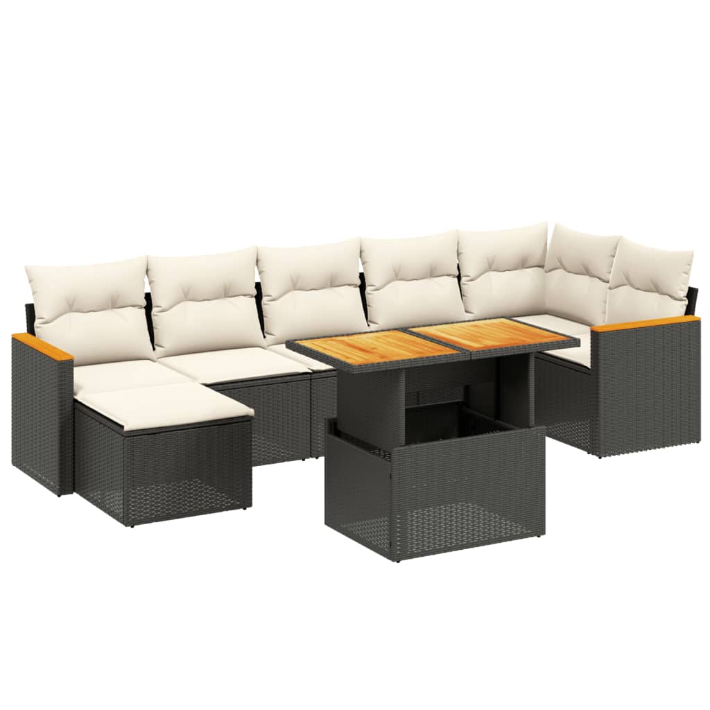 sofasæt til haven 8 dele med hynder polyrattan sort