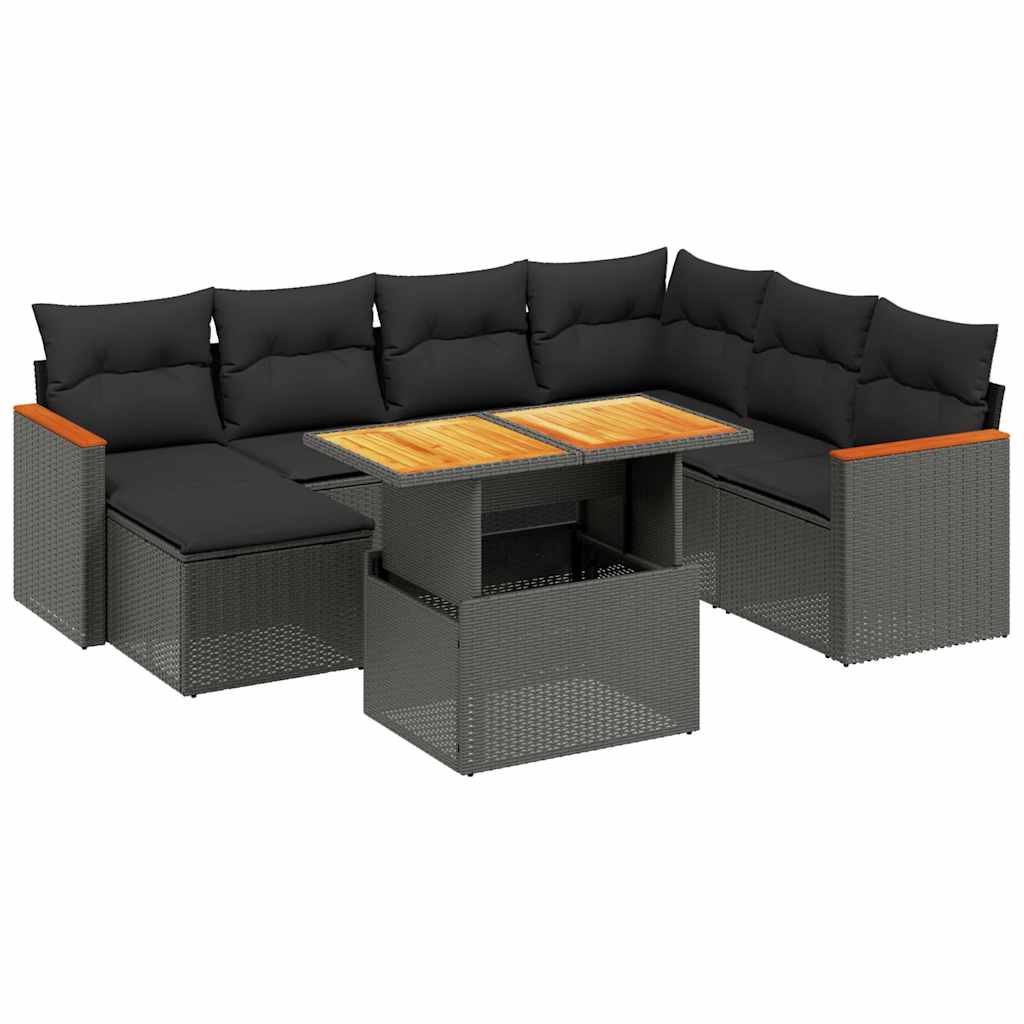 sofasæt til haven 8 dele med hynder polyrattan sort