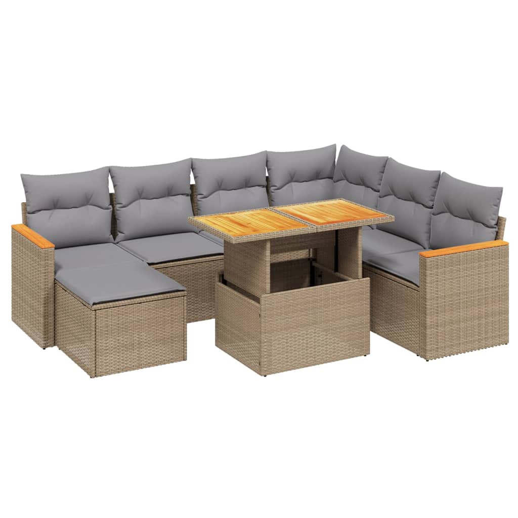 sofasæt til haven 8 dele med hynder polyrattan beige