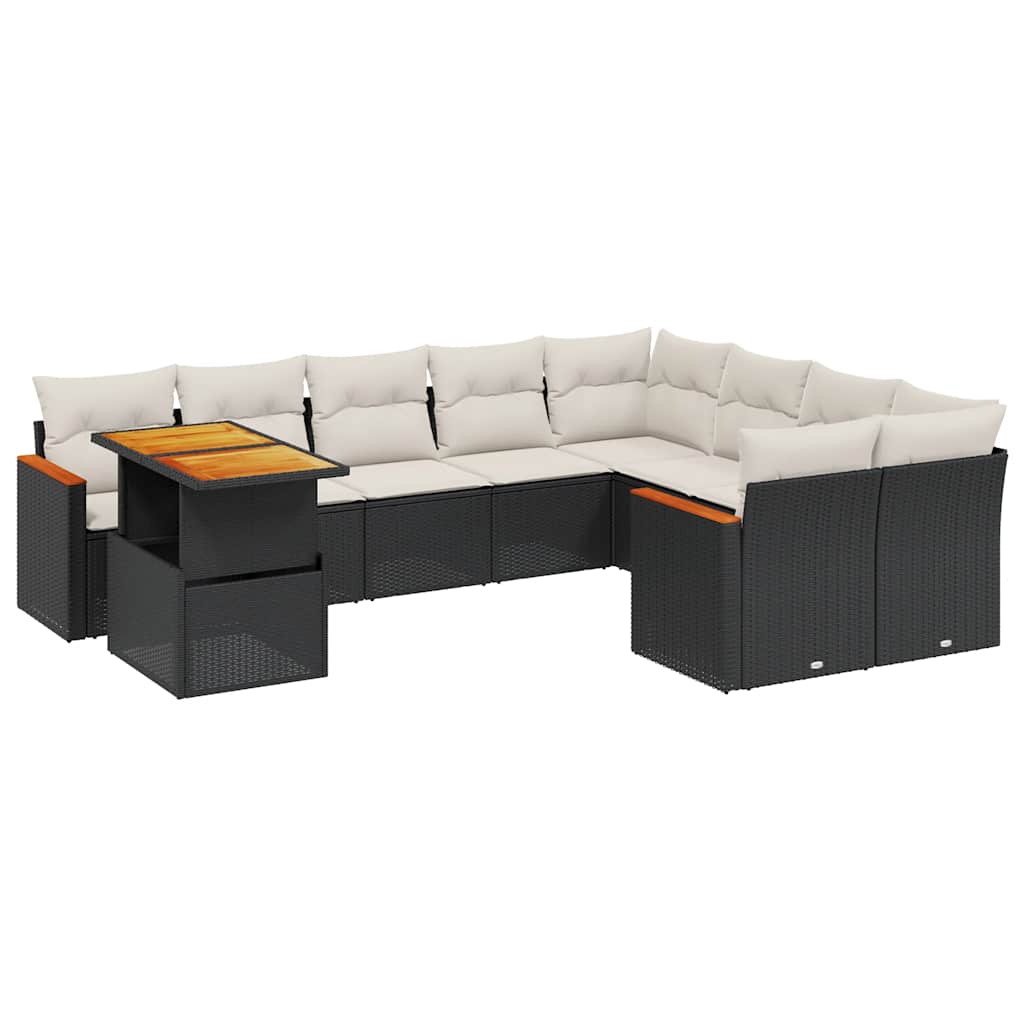 sofasæt til haven 10 dele med hynder polyrattan sort