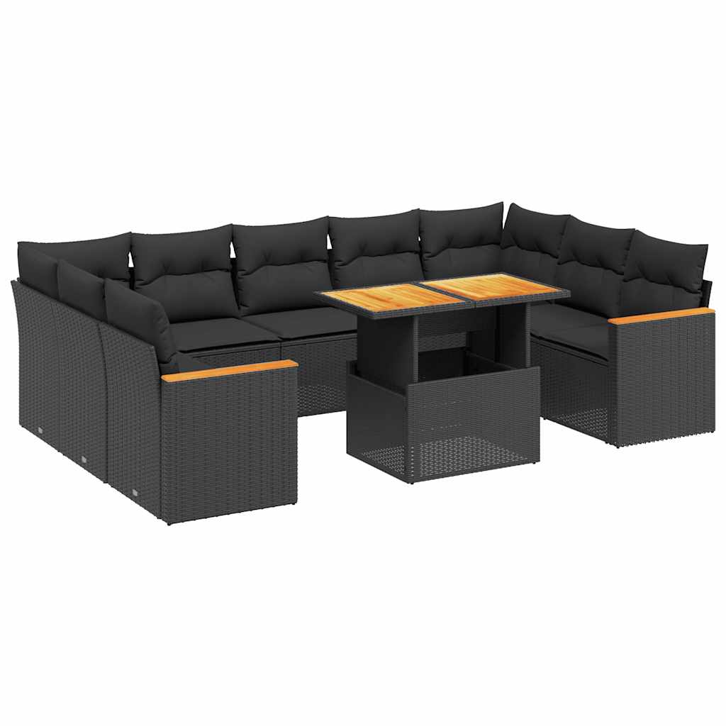 sofasæt til haven 11 dele med hynder polyrattan sort