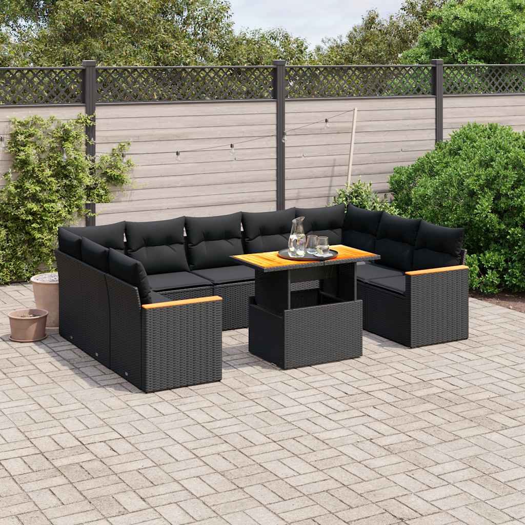 sofasæt til haven 11 dele med hynder polyrattan sort