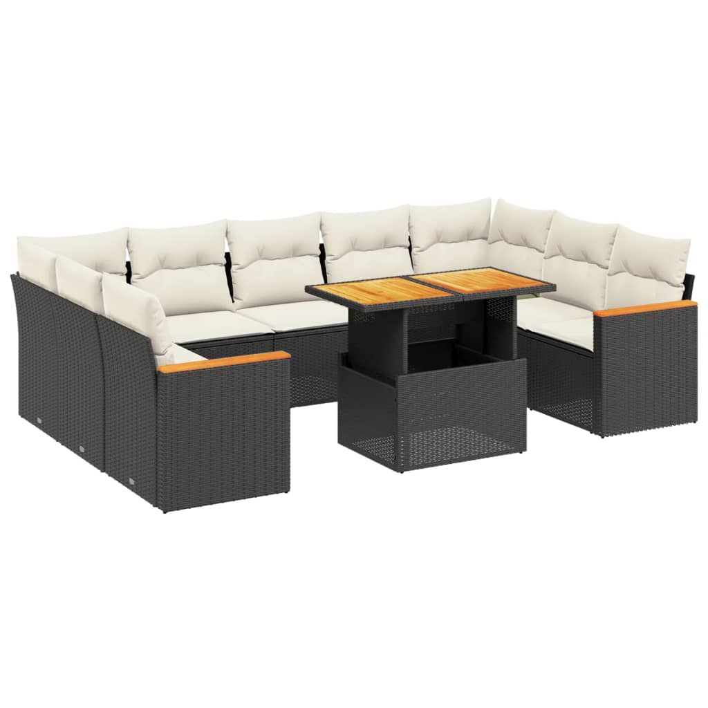 sofasæt til haven 11 dele med hynder polyrattan sort