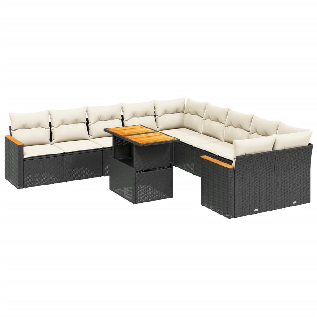 sofasæt til haven 11 dele med hynder polyrattan sort