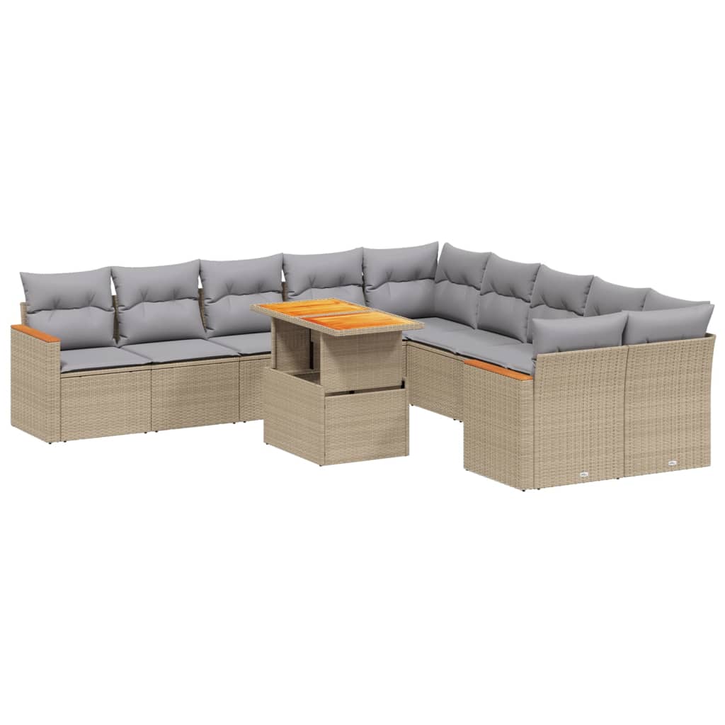 sofasæt til haven 11 dele med hynder polyrattan beige