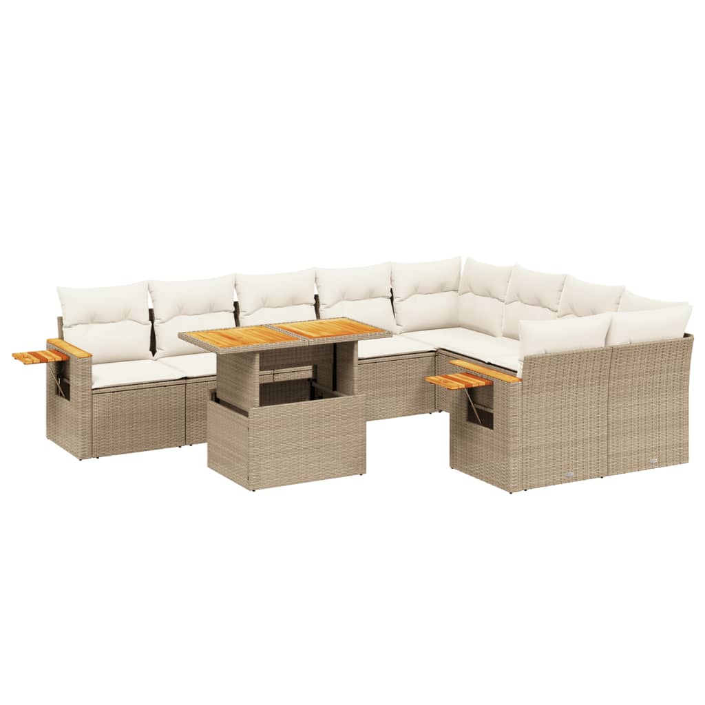 sofasæt til haven 10 dele med hynder polyrattan beige