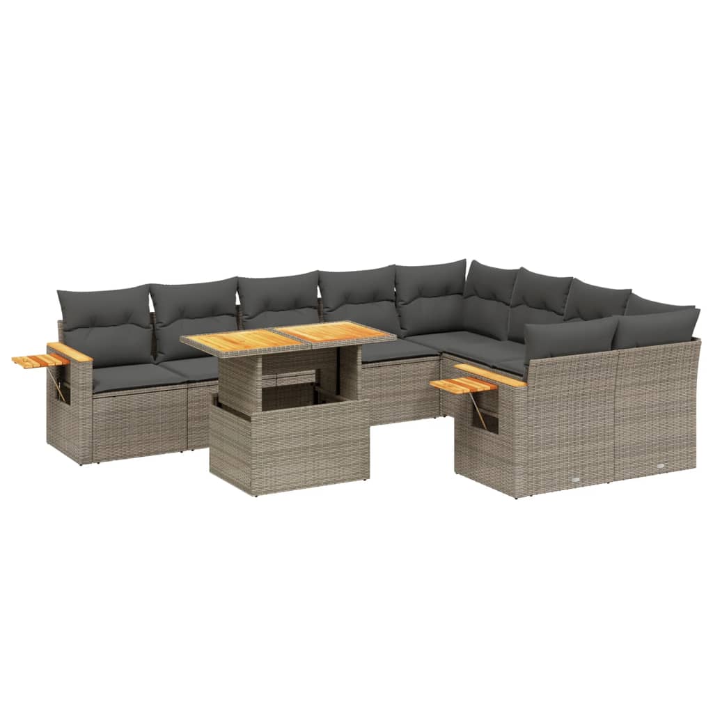 sofasæt til haven 10 dele med hynder polyrattan grå
