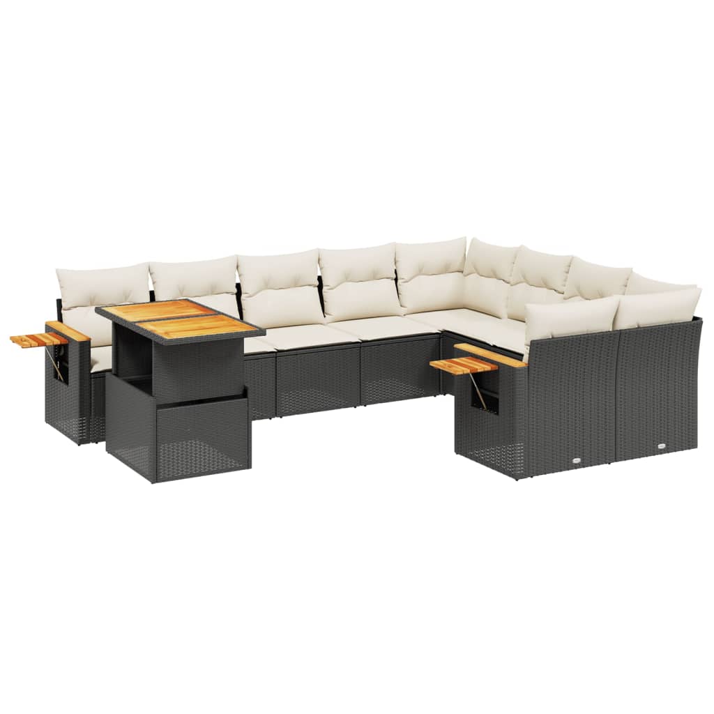 sofasæt til haven 10 dele med hynder polyrattan sort