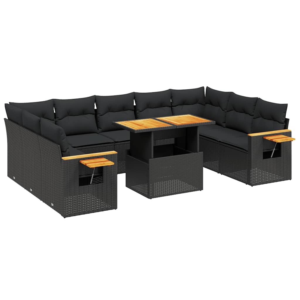 sofasæt til haven 11 dele med hynder polyrattan sort