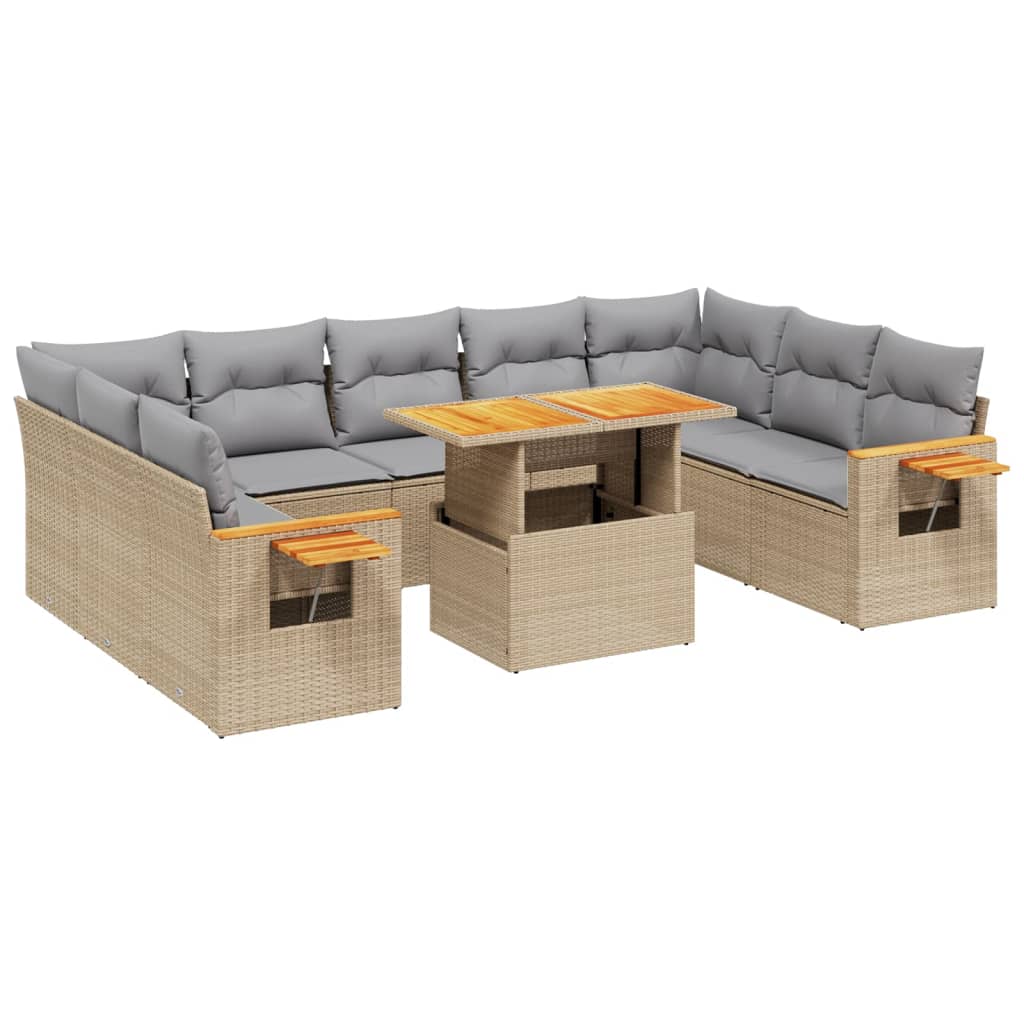 sofasæt til haven 11 dele med hynder polyrattan beige