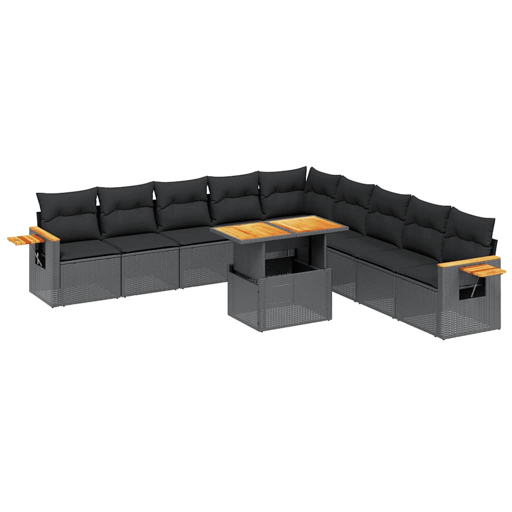 sofasæt til haven 11 dele med hynder polyrattan sort