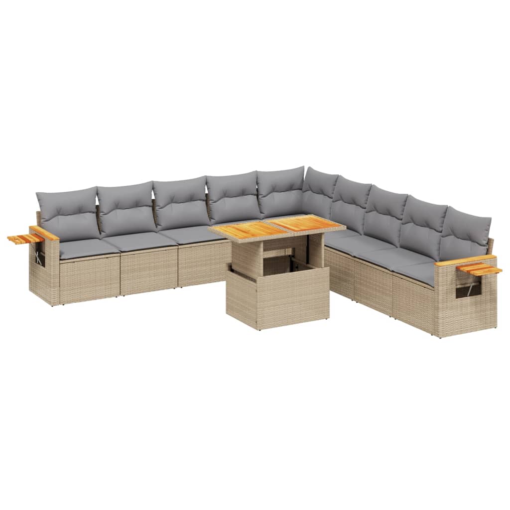 sofasæt til haven 11 dele med hynder polyrattan beige