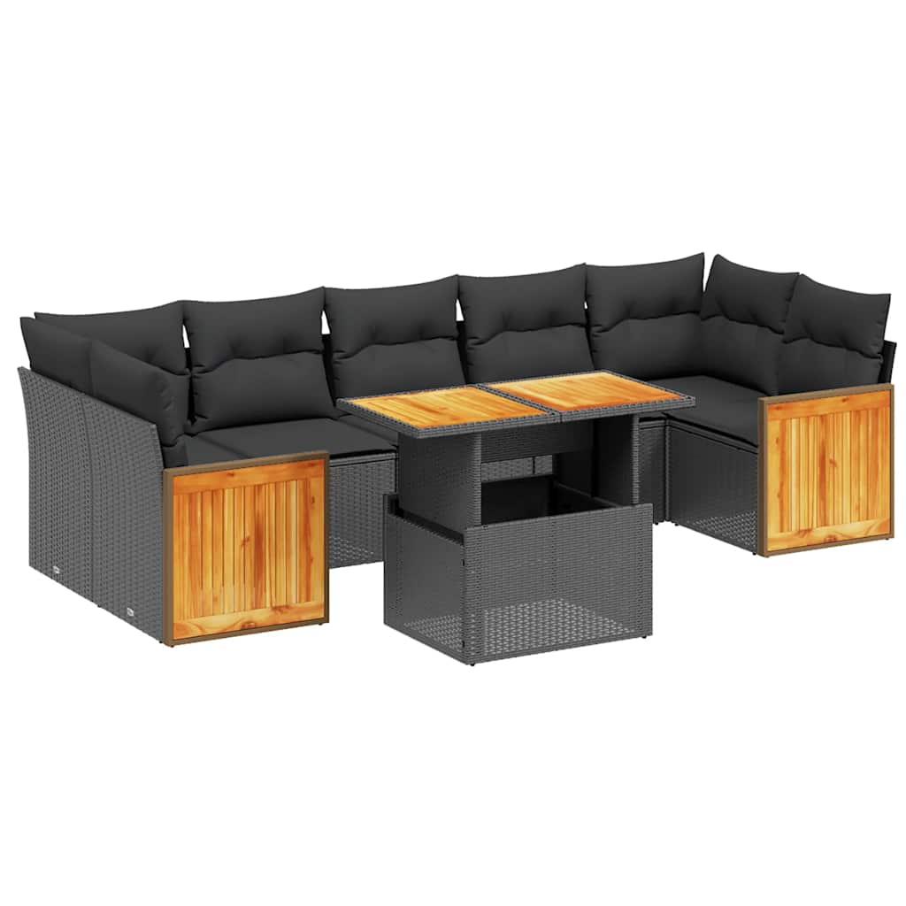 sofasæt til haven 8 dele med hynder polyrattan sort