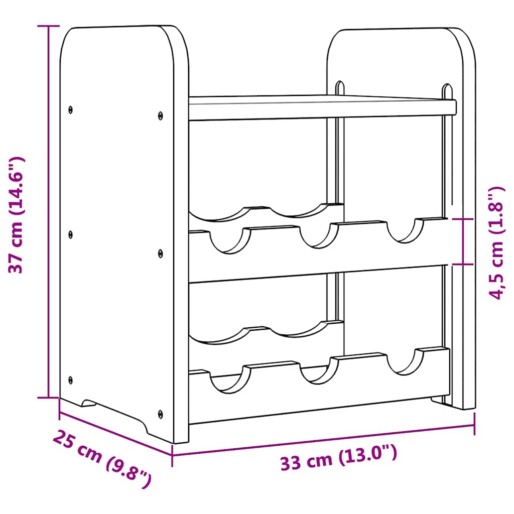 vinreol med topplade 33x25x37 cm massivt fyrretræ