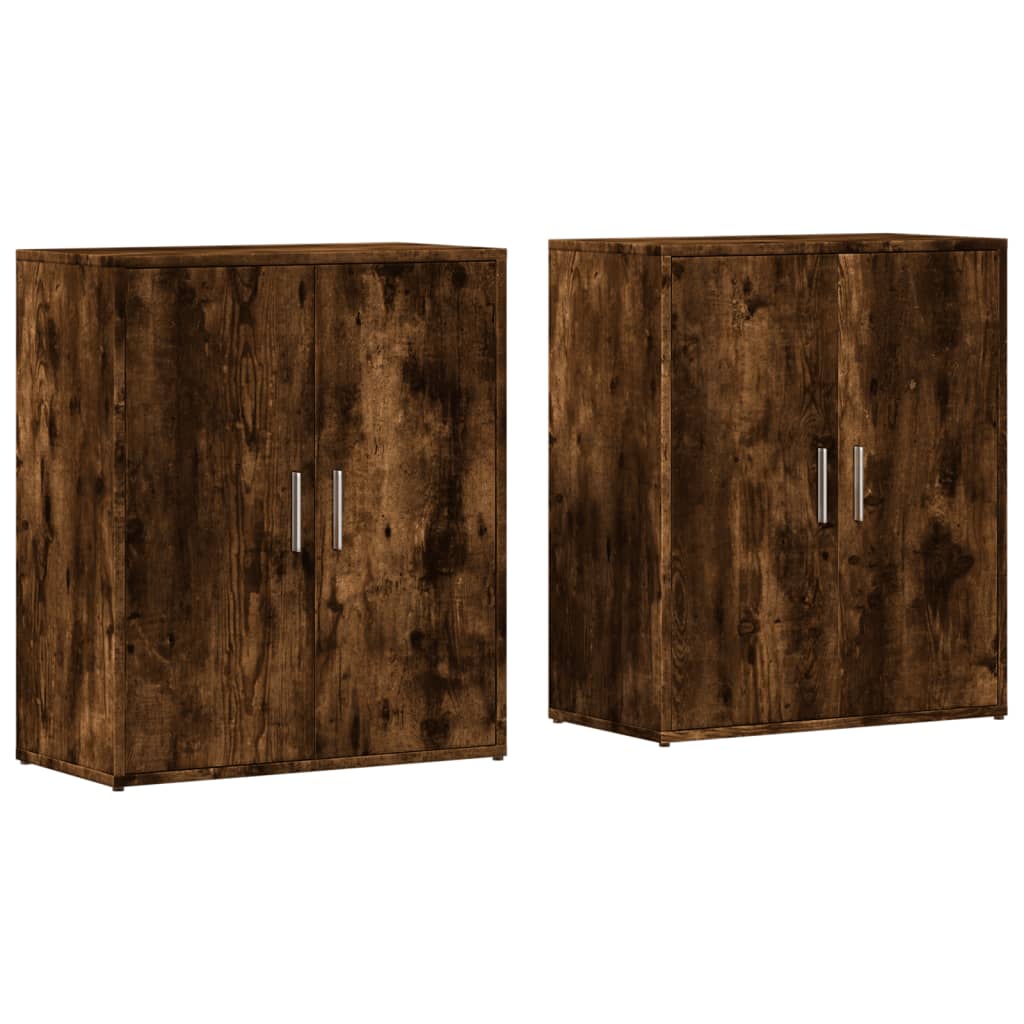 skænke 2 stk. 60x31x70 cm konstrueret træ røget egetræsfarve