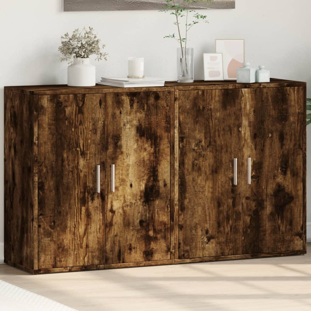skænke 2 stk. 60x31x70 cm konstrueret træ røget egetræsfarve