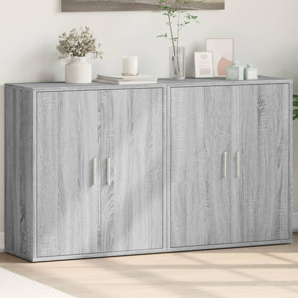 skænke 2 stk. 60x31x70 cm konstrueret træ grå sonoma-eg