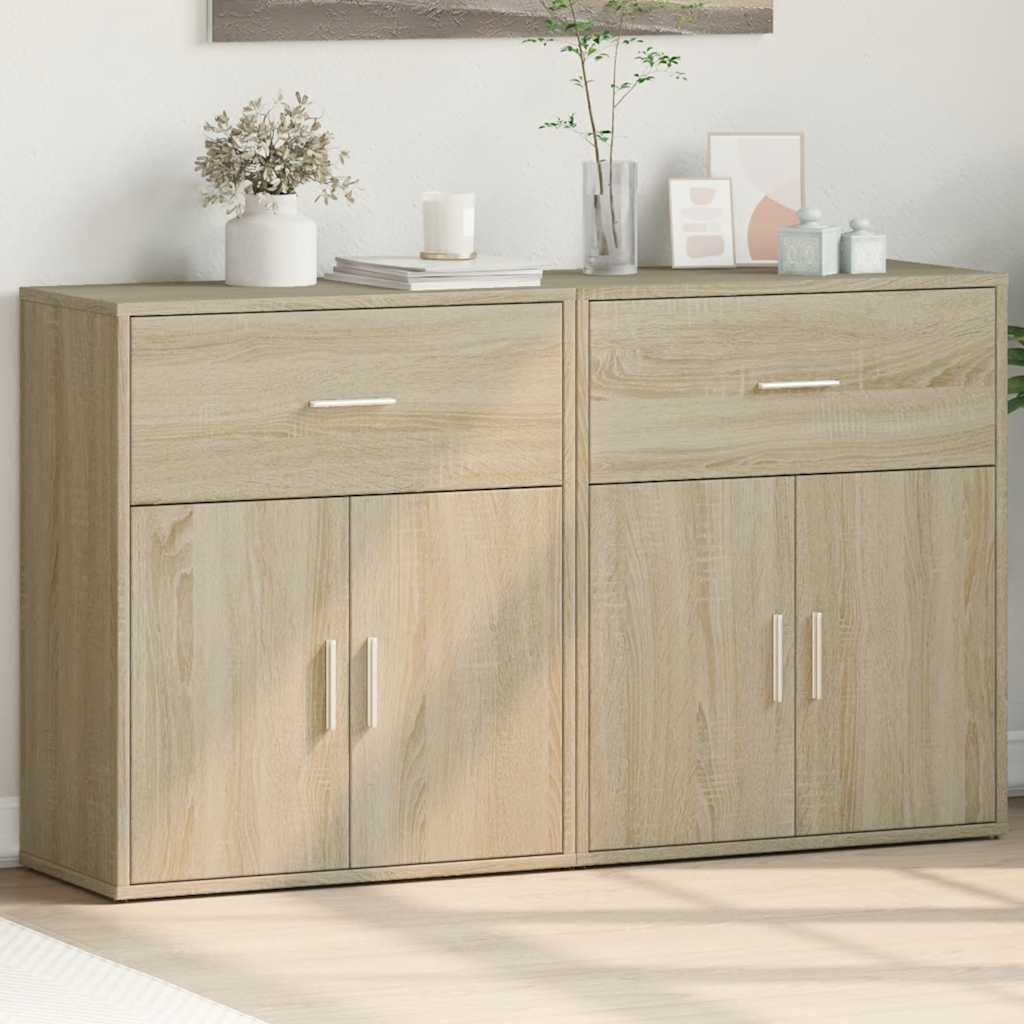 skænke 2 stk. 60x31x70 cm konstrueret træ sonoma-eg