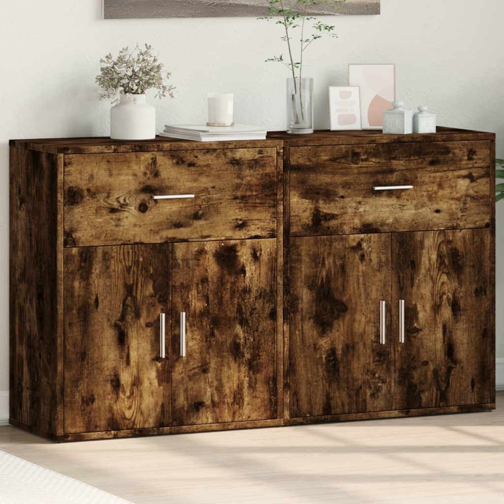 skænke 2 stk. 60x31x70 cm konstrueret træ røget egetræsfarve