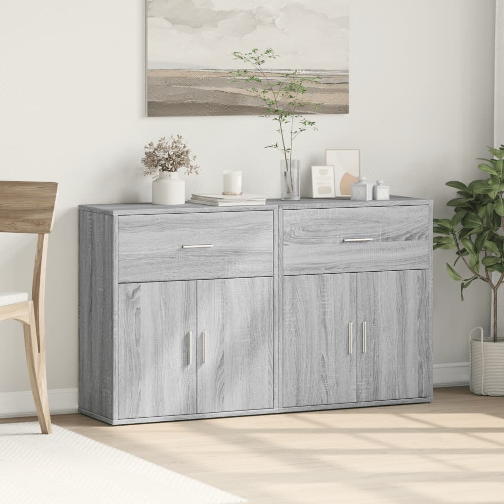 skænke 2 stk. 60x31x70 cm konstrueret træ grå sonoma-eg