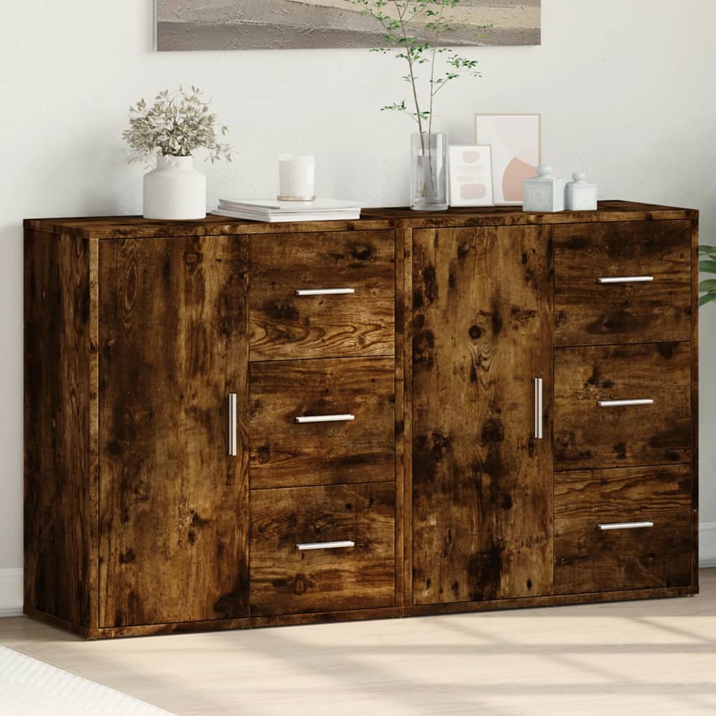 skænke 2 stk. 60x31x70 cm konstrueret træ røget egetræsfarve