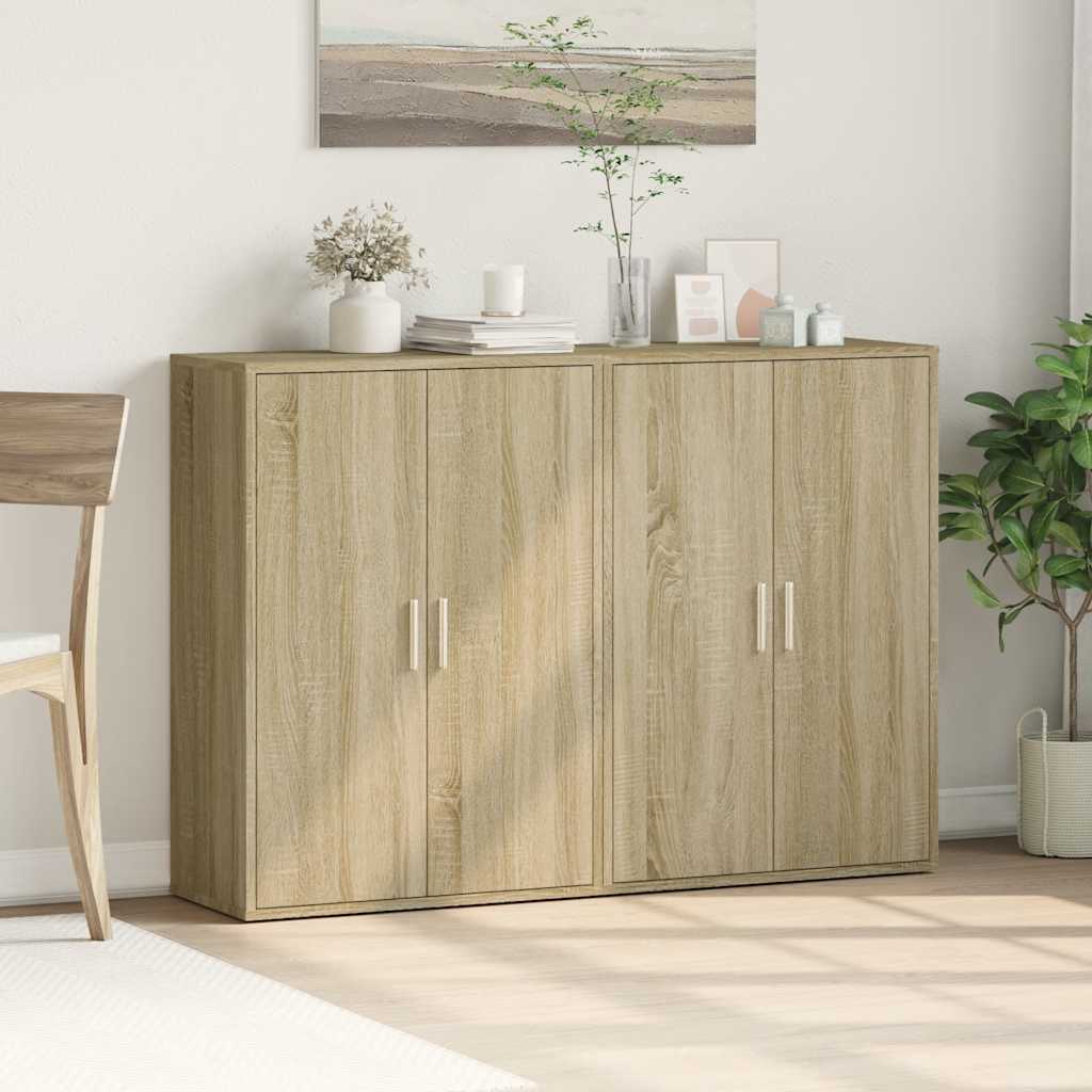 kommoder 2 stk. 60x31x84 cm konstrueret træ sonoma-eg