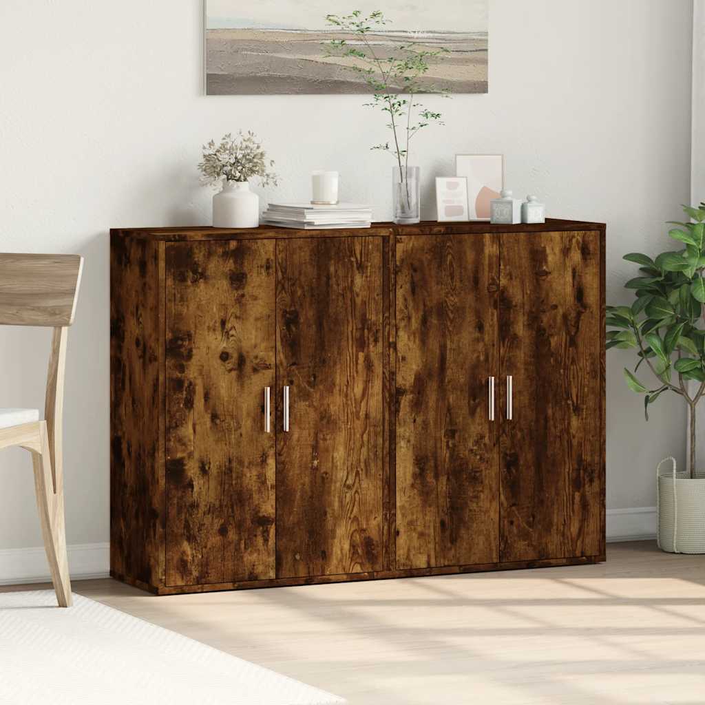 kommoder 2 stk. 60x31x84 cm konstrueret træ røget egetræsfarve