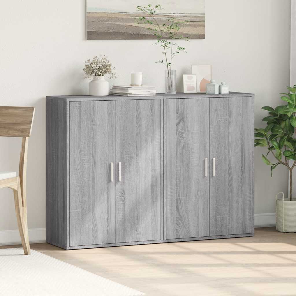 kommoder 2 stk. 60x31x84 cm konstrueret træ grå sonoma-eg