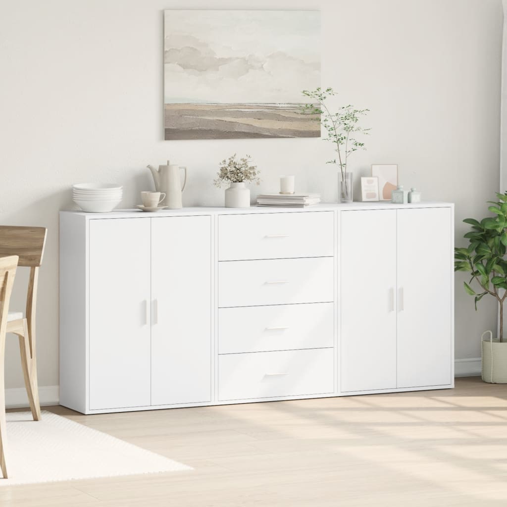 kommoder 3 stk. 60x31x84 cm konstrueret træ hvid