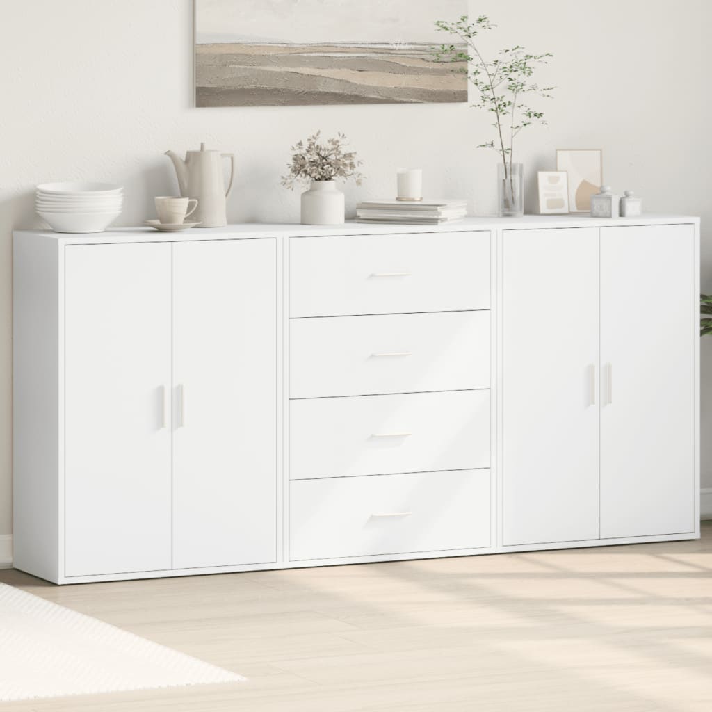 kommoder 3 stk. 60x31x84 cm konstrueret træ hvid