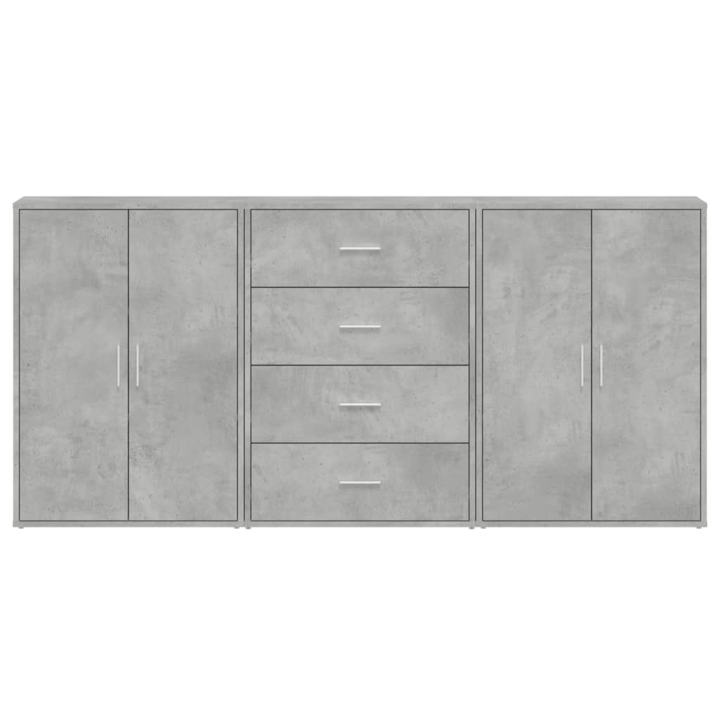 kommoder 3 stk. 60x31x84 cm konstrueret træ betongrå