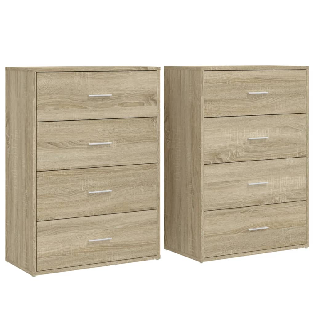 kommoder 2 stk. 60x31x84 cm konstrueret træ sonoma-eg