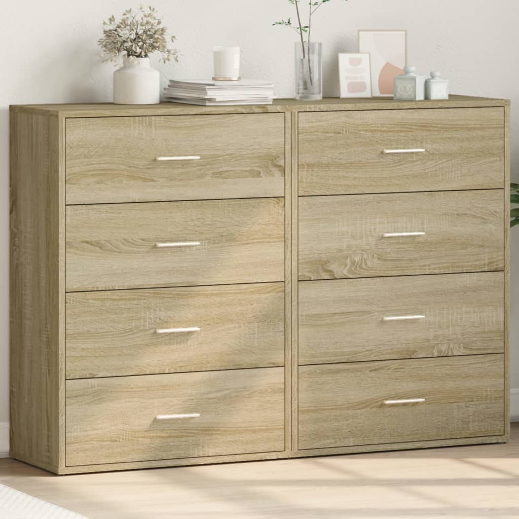 kommoder 2 stk. 60x31x84 cm konstrueret træ sonoma-eg