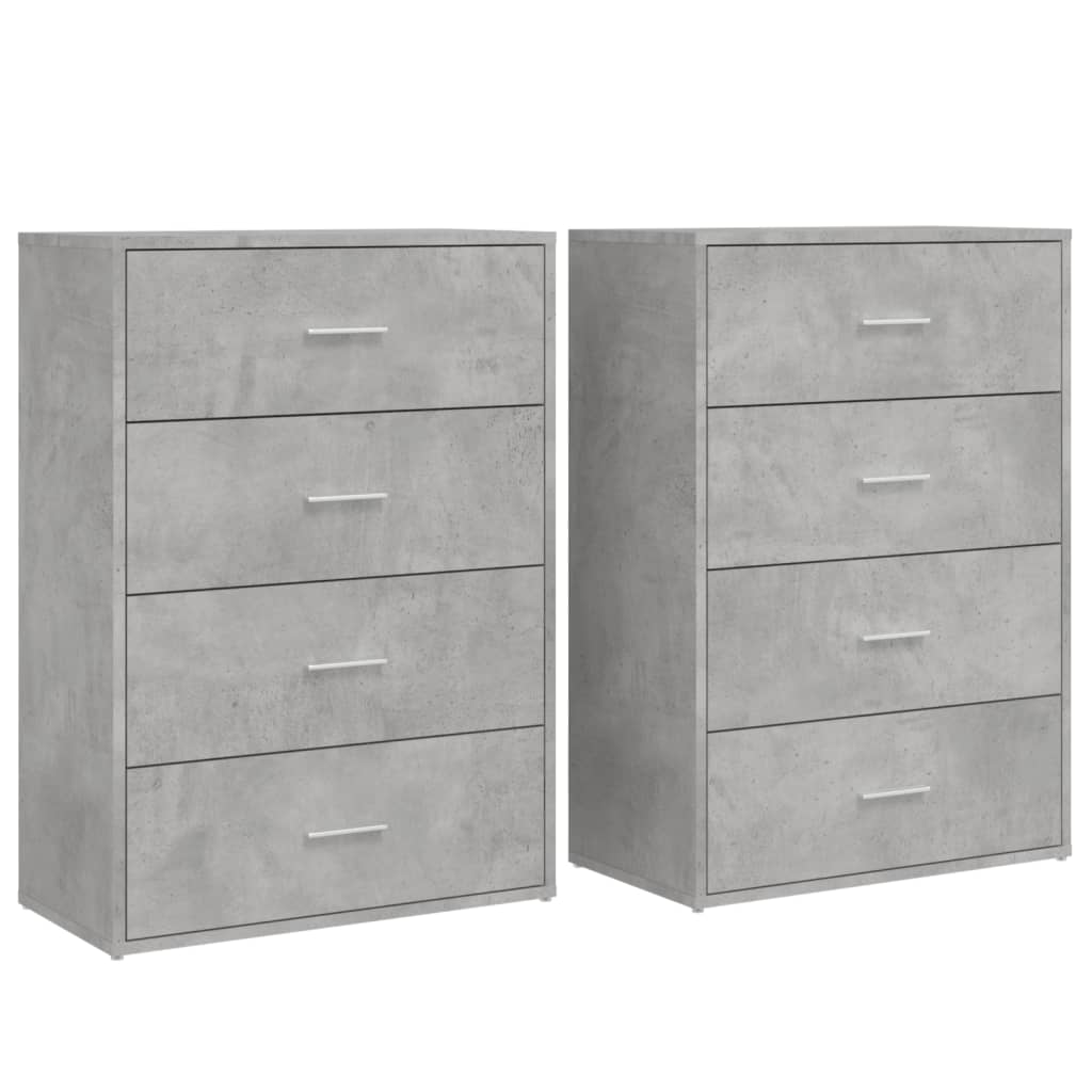 kommoder 2 stk. 60x31x84 cm konstrueret træ betongrå