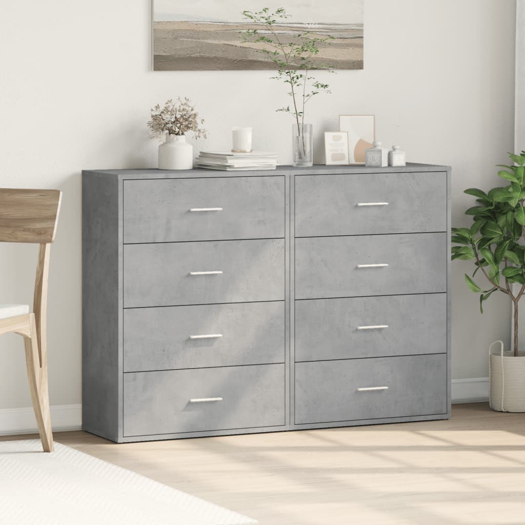 kommoder 2 stk. 60x31x84 cm konstrueret træ betongrå