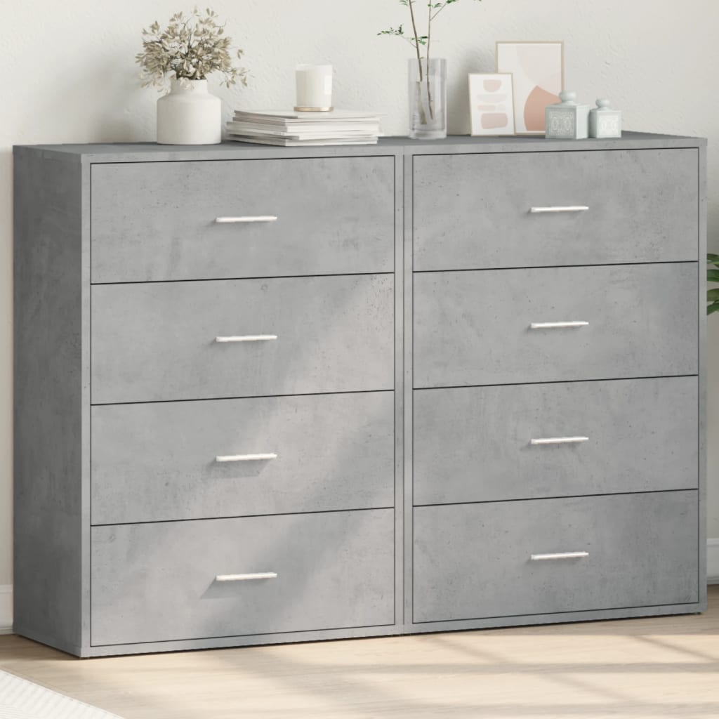 kommoder 2 stk. 60x31x84 cm konstrueret træ betongrå